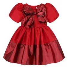 Платье из твила с бантом и складками