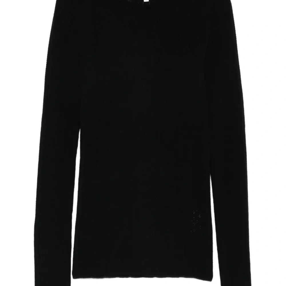 Вязаная футболка с длинными рукавами и круглым вырезом