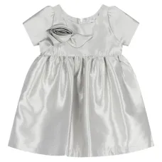 Платье с эффектом сатина и аппликацией в виде розы