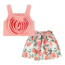 Комплект из атласной юбки цвета "розы"