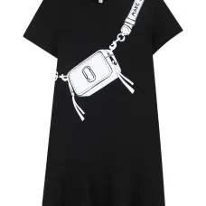 Платье с оборками и графичным принтом