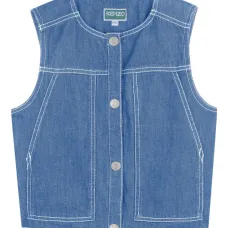 Джинсовый жилет с декоративной строчкой