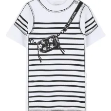 Полосатое платье с принтом