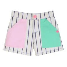 Полосатые шорты с контрастными карманами Полосатые шорты с контрастными карманами