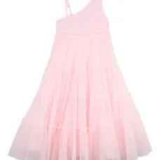 Платье асимметричного кроя с оборками