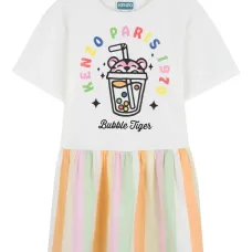 Полосатое платье с короткими рукавами