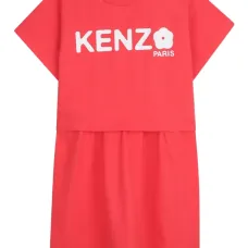 Платье с цветочной аппликацией и логотипом