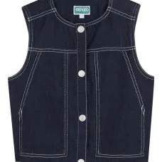 Джинсовый жилет с декоративной строчкой