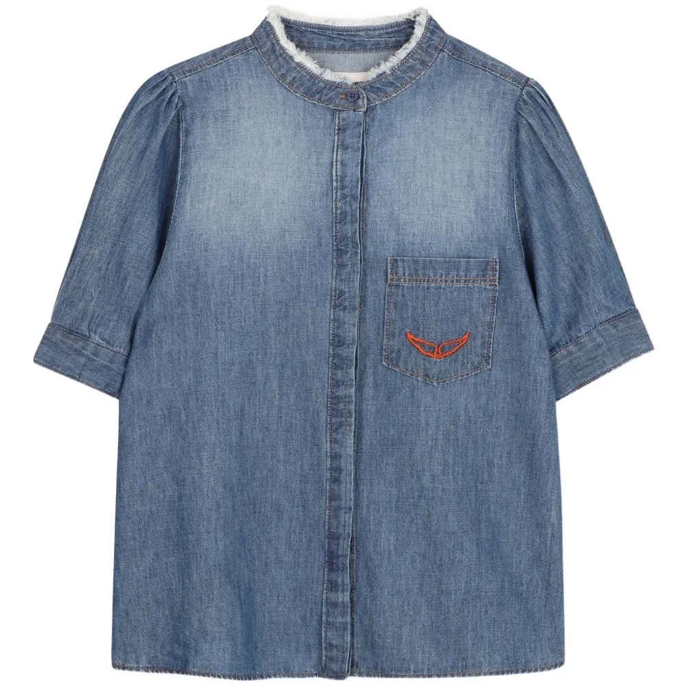 Рубашка с вышивкой и бахромой