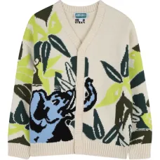 Кардиган с V-образным вырезом и цветочным принтом