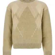 Джемпер с круглым вырезом и ромбовидным узором