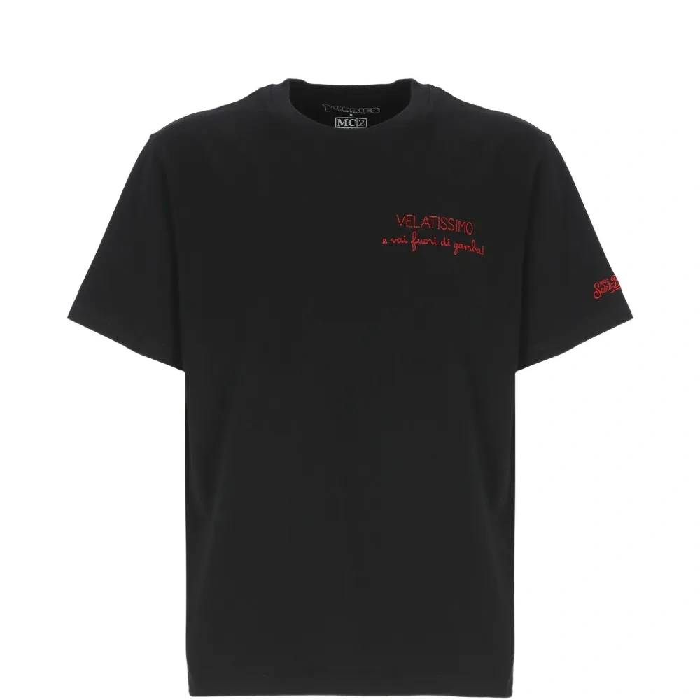 Футболка с вышивкой и круглым вырезом