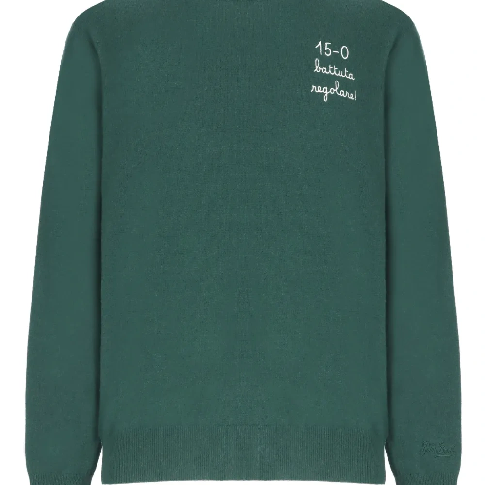 Вязаный свитер с вышивкой и круглым вырезом