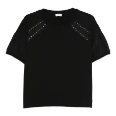 Футболка с ажурными рукавами-фонариками Футболка с ажурными рукавами-фонариками