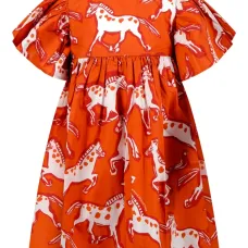 Платье с принтом лошадей и оборками