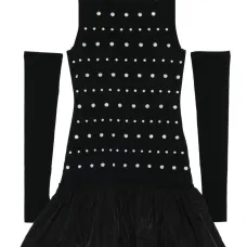 Мини-платье с рюшами и украшениями