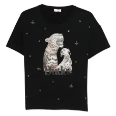 Футболка с животным принтом и отделкой Футболка с животным принтом и отделкой