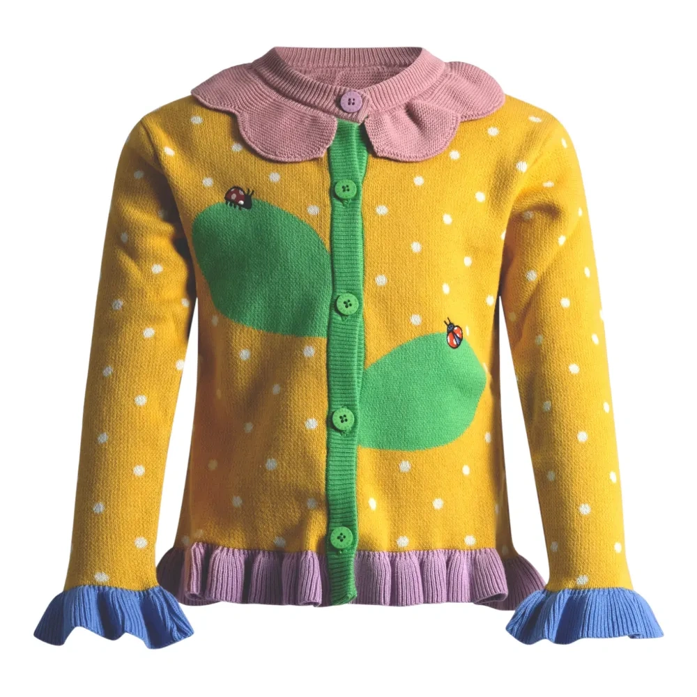 Кардиган с оборками и узором в горох