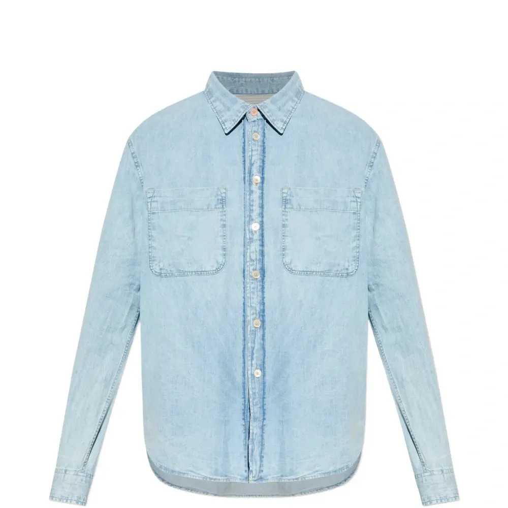 Джинсовая рубашка с застёжкой на пуговицы и карманом
