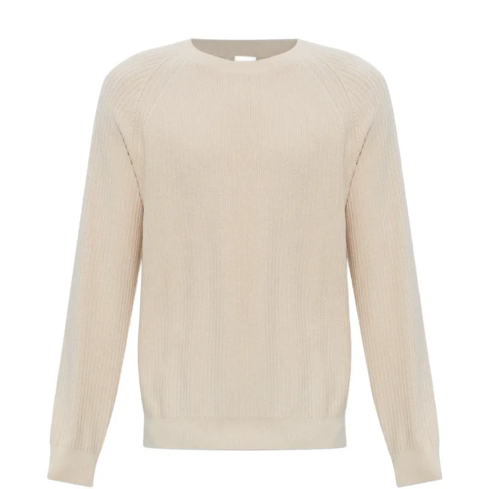 Вязаный свитер в рубчик с круглым вырезом