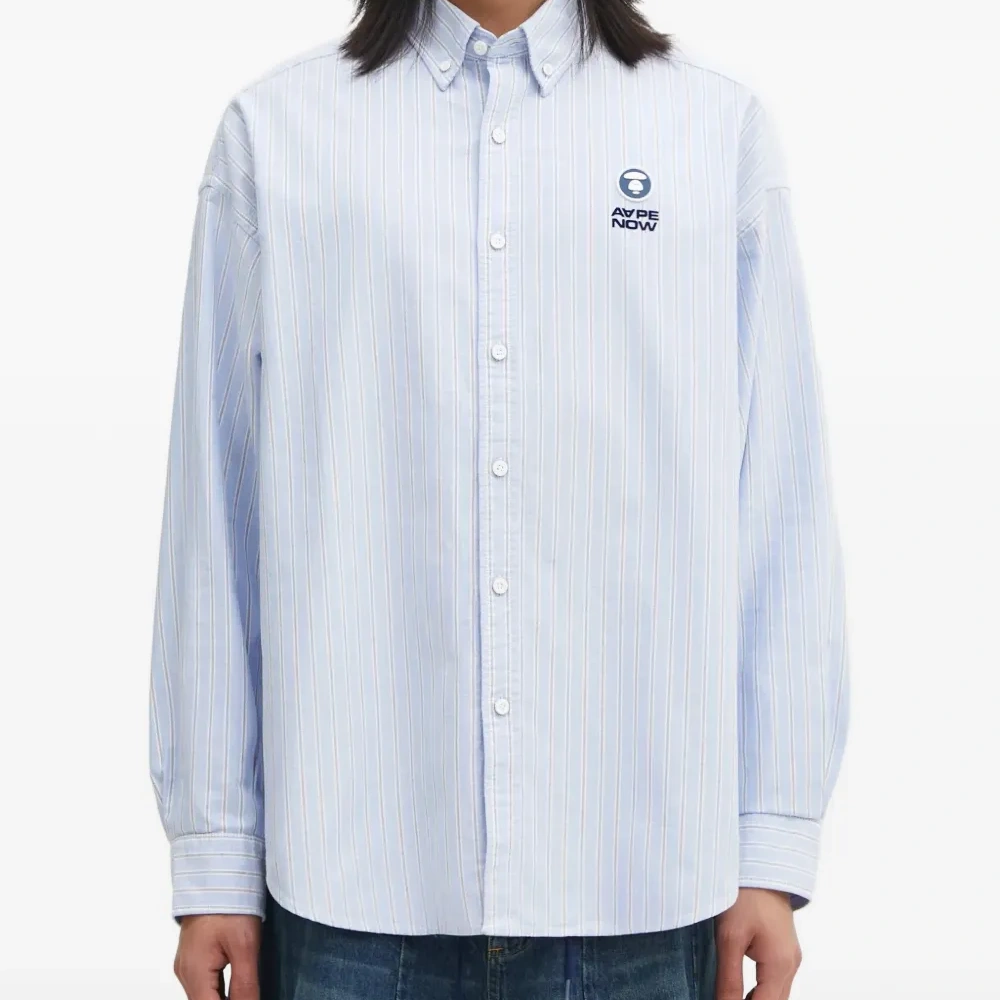 Рубашка в полоску с нашивкой-логотипом