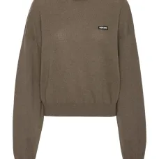 Свитер с круглым вырезом и нашивкой-логотипом