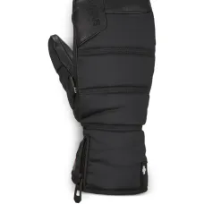 Дутые варежки с кожаными вставками