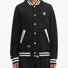 Бомбер на пуговицах с полосатой отделкой