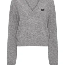 Свитер с логотипом и V-образным вырезом