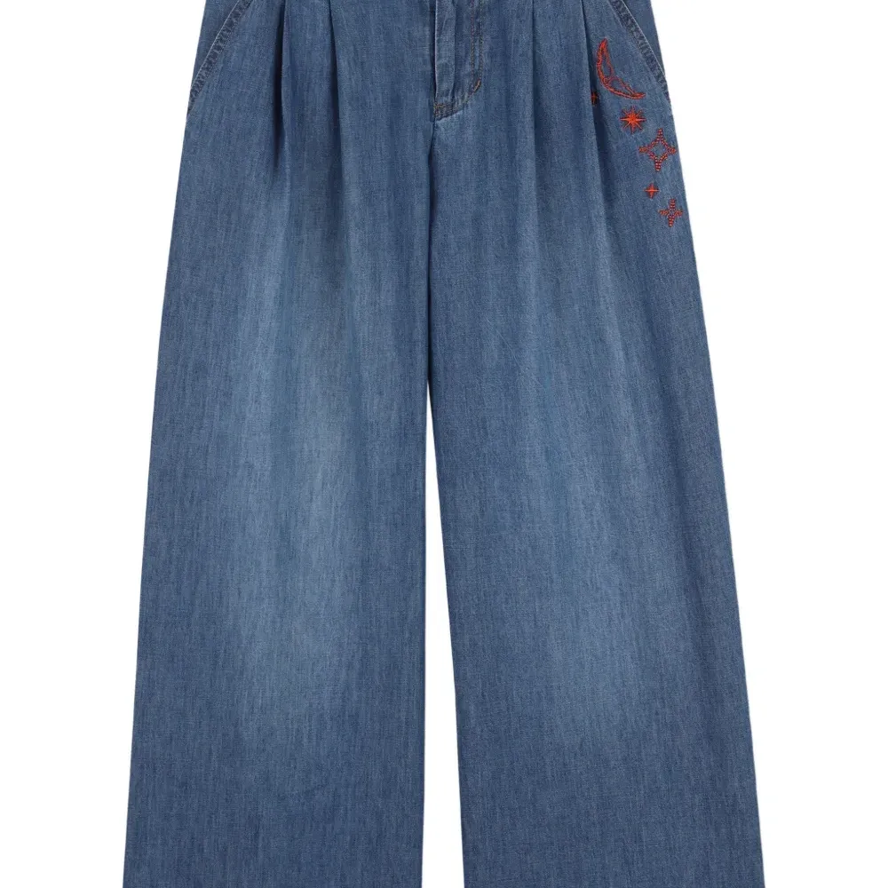 Вышитые плиссированные джинсы