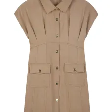 Платье на пуговицах с накладным карманом