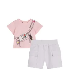 Комплект из топа и шортов с принтом