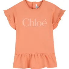 Платье с оборками и логотипом