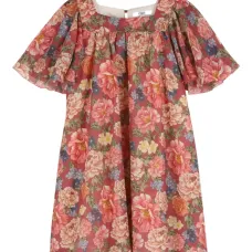 Платье с расклешенными рукавами и цветочным принтом