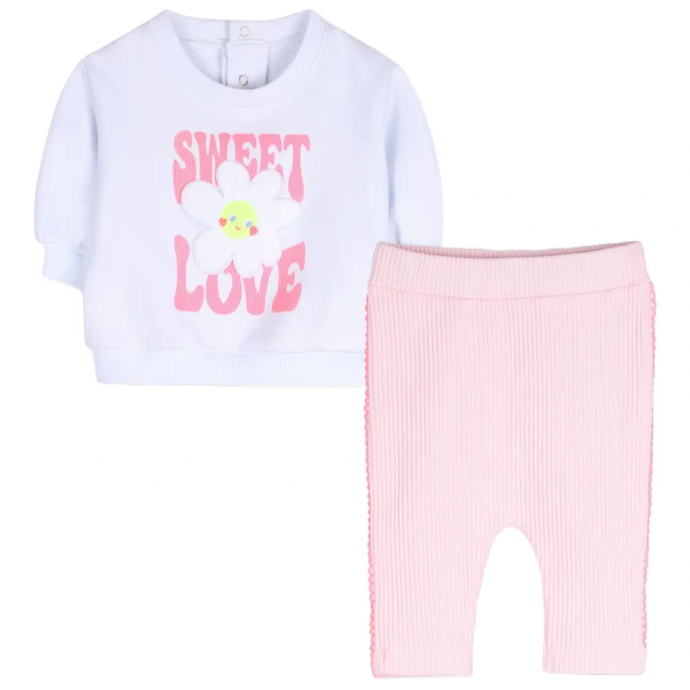 Комплект из топа и брюк с цветочной аппликацией