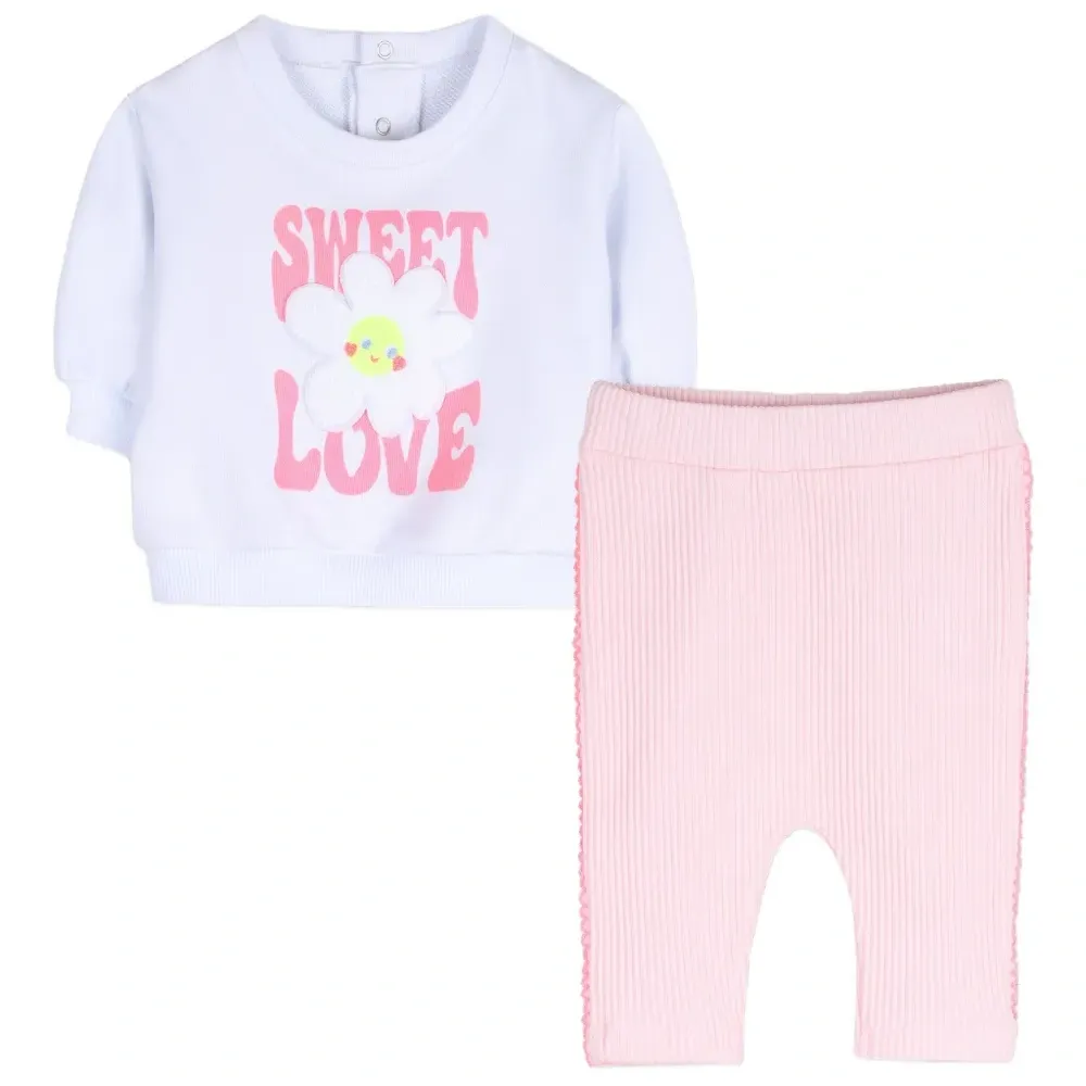 Комплект из топа и брюк с цветочной аппликацией