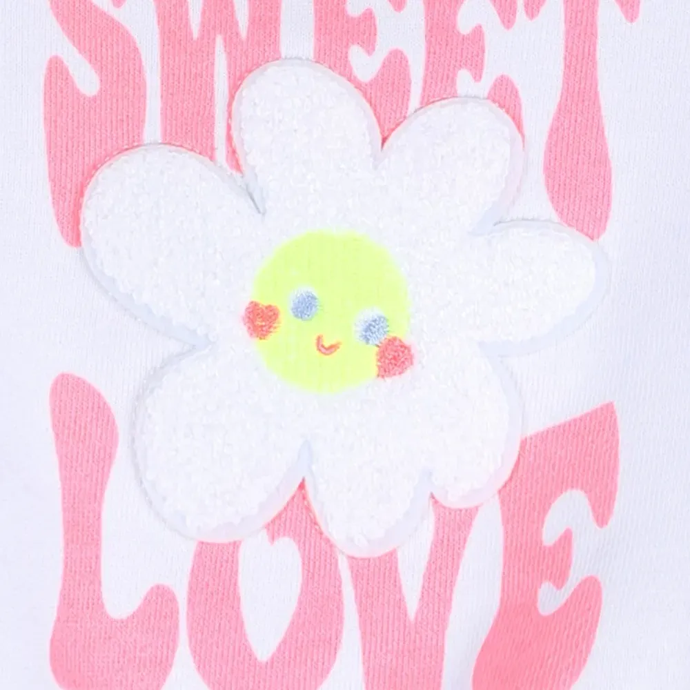 Комплект из топа и брюк с цветочной аппликацией