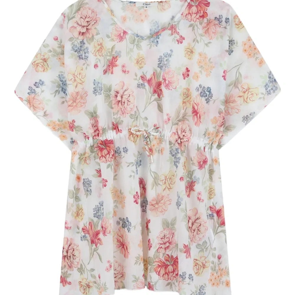 Платье с цветочным принтом и поясом