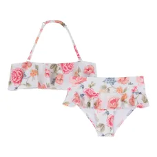 Купальник с оборками и цветочным принтом