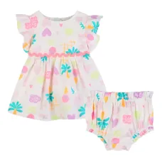 Платье с оборками и принтом