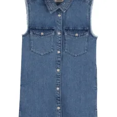 Платье с застежкой на пуговицы и украшением в виде заклепок