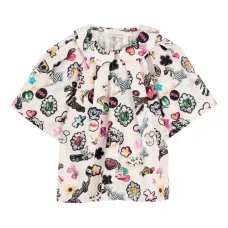 Рубашка с воротником Питер Пэн и принтом