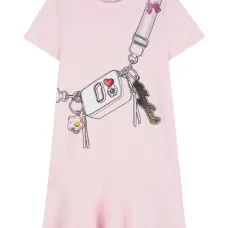 Платье с оборками и графичным принтом