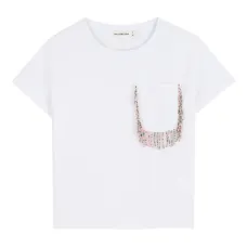 Футболка с бусинами на кармане