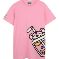 Платье с короткими рукавами и мультяшным принтом