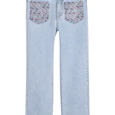 Джинсы с украшенными карманами