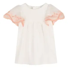 Платье с короткими рукавами и цветочной вышивкой