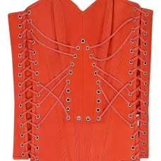 Кожаный корсет длины лонглайн с вырезами