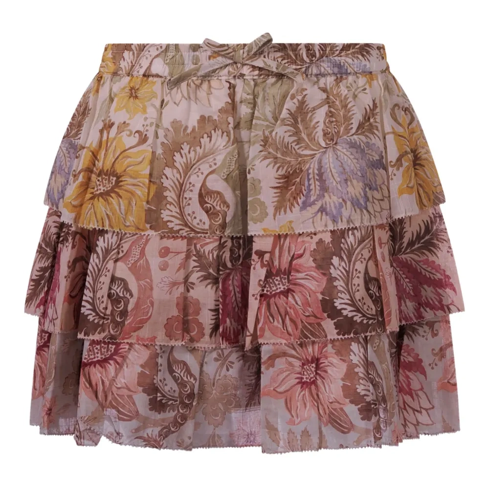 Ярусная юбка с цветочным принтом