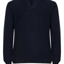 Рифленый пуловер с длинными рукавами